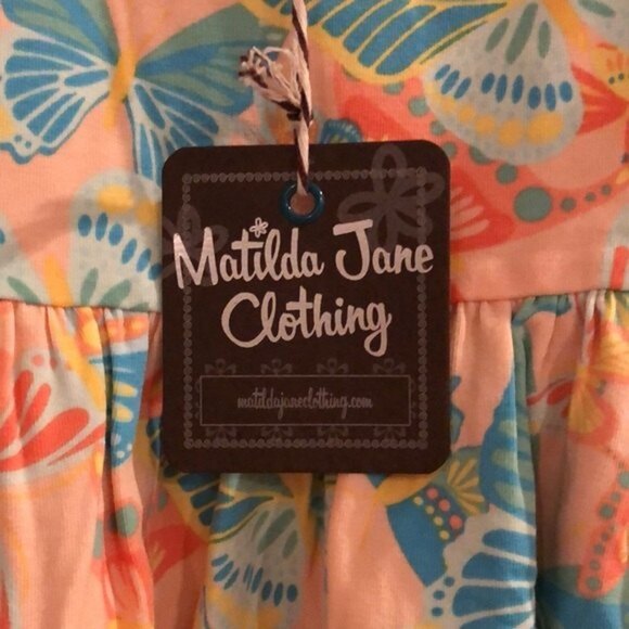 NWT Matilda Jane Dress Short Sleeve Girls Size 2 Butterflies Pockets Stretchy - Picture 5 of 10